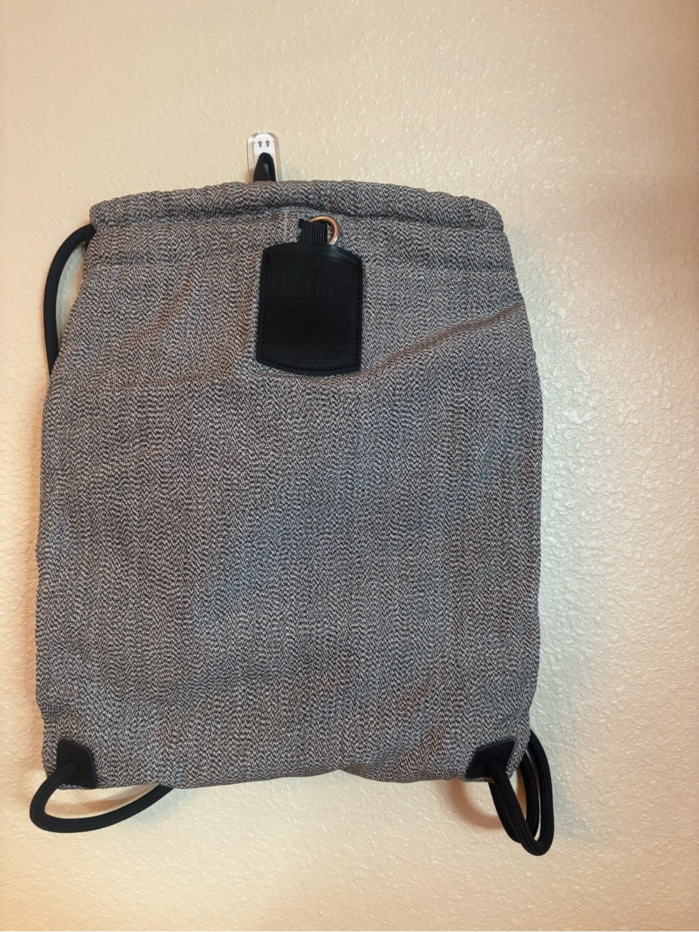 The Original Loctote Gray Drawstring Backpack with Black Accents